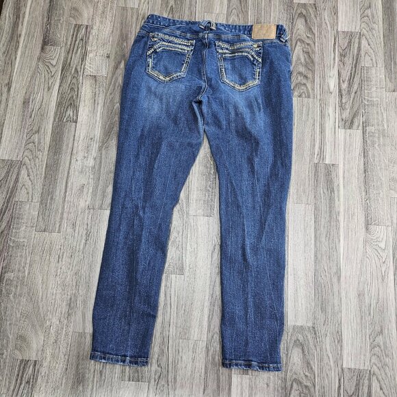 Amethyst Jeans Womens Jeans 13 Blue Distressed Skinny Button Fly Embellished - Picture 2 of 11